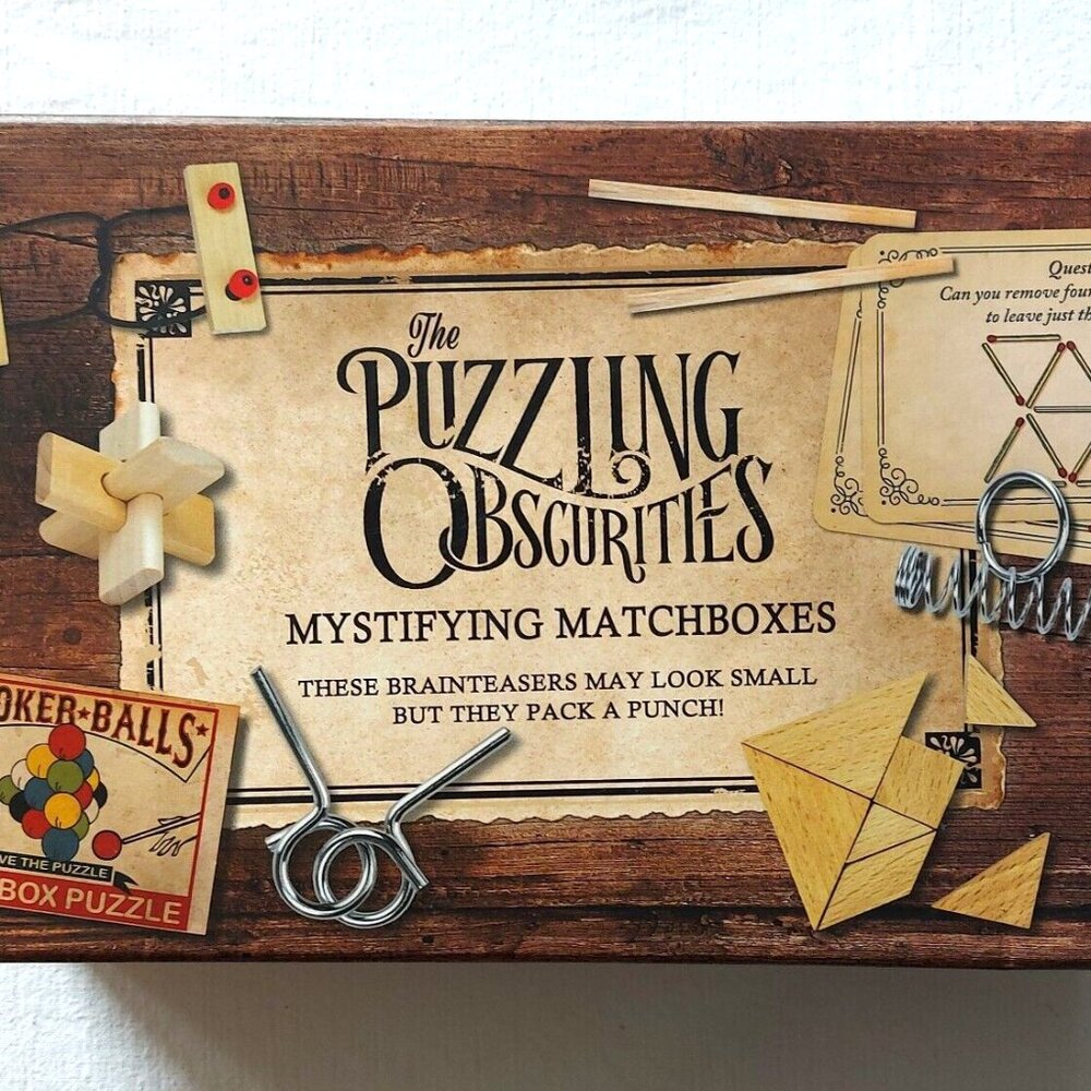 Professor Puzzling Obscurities Brainteaser games Wood Metal Matchstick Cards NEW